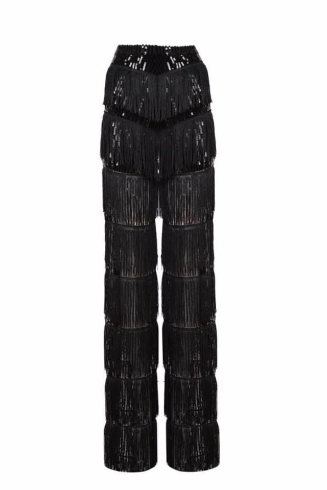 Abito da sera dal design speciale Nero Pantaloni da donna neri - 38