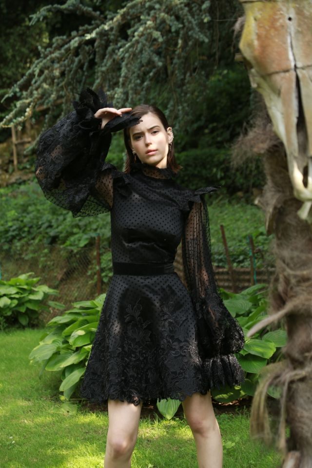 Special Design Couture Black Evening Dress Tulle Design Dress Black - 34