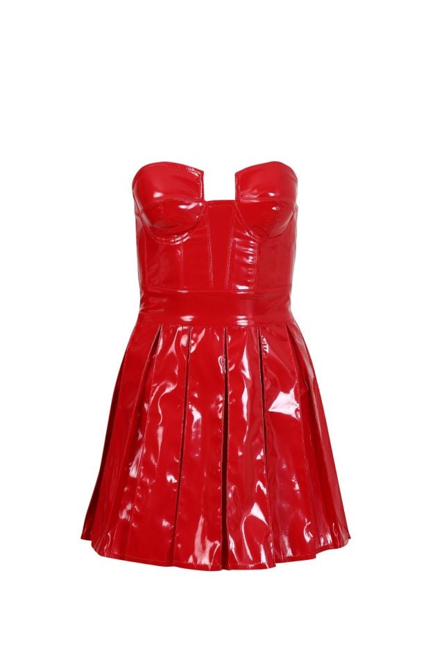 Abito in pelle verniciata rossa dal design speciale Rosso - 40