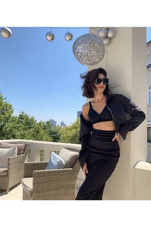 Özel Tasarım Couture Siyah Kalem Etek Black Vase Skirt Siyah - 36