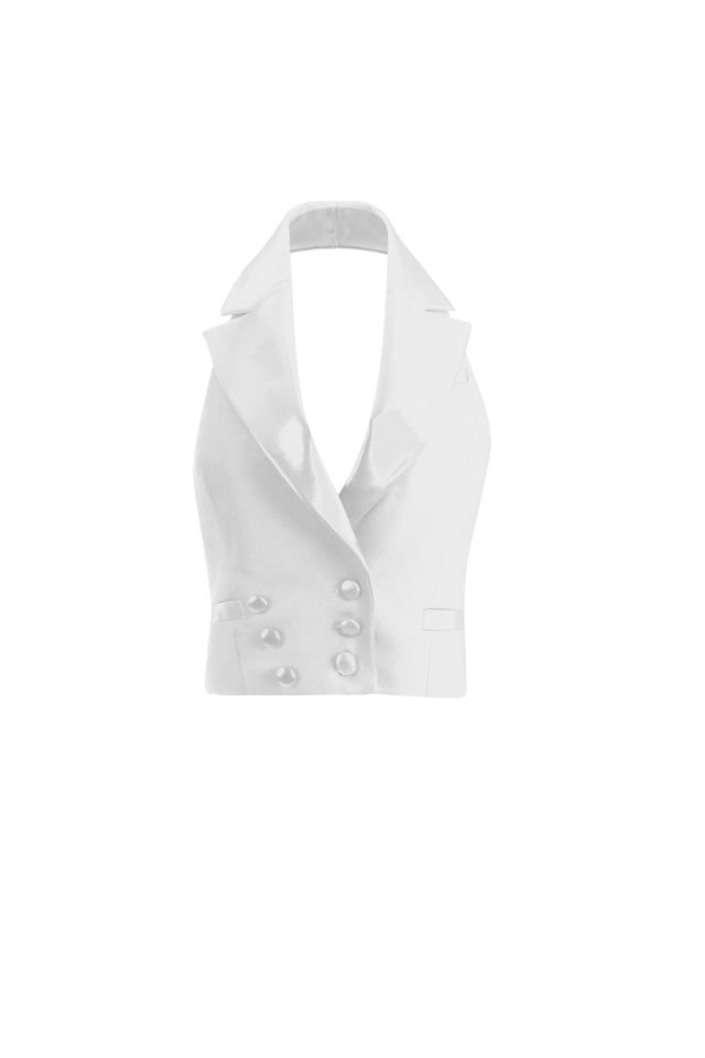 Özel Tasarım Couture SMOKİN YELEK Beyaz - 36