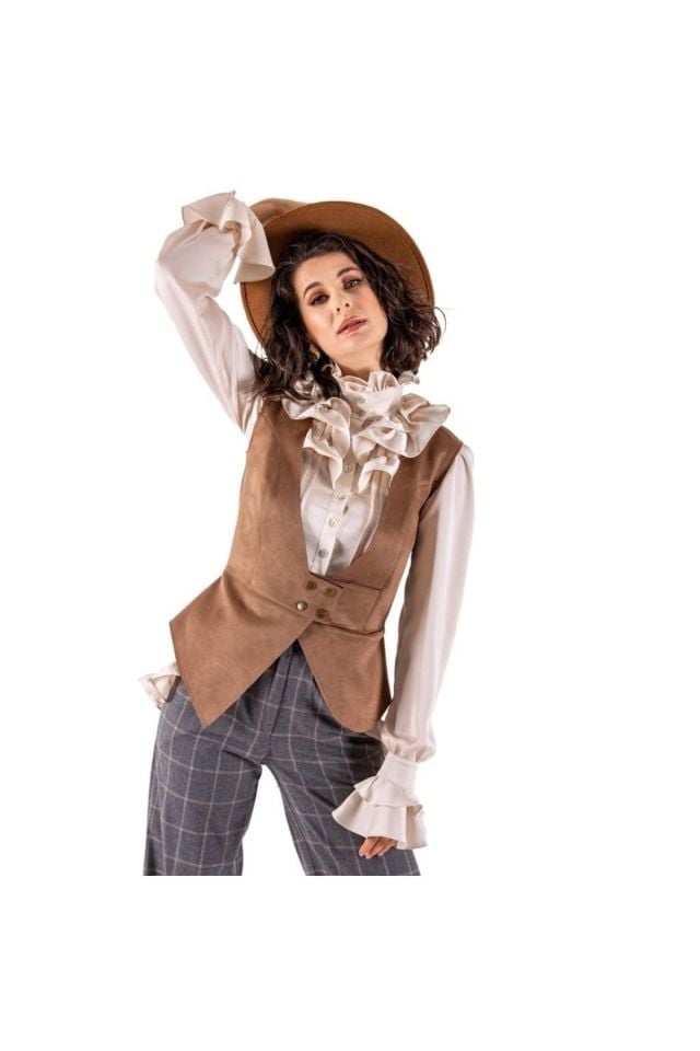 Design Couture Scuba Fabric V-Neck Mink Vest