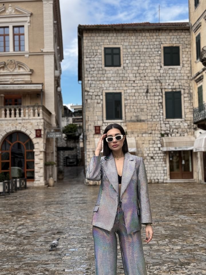 Özel Tasarım Couture Hologramlı Oversize Blazer Ceket