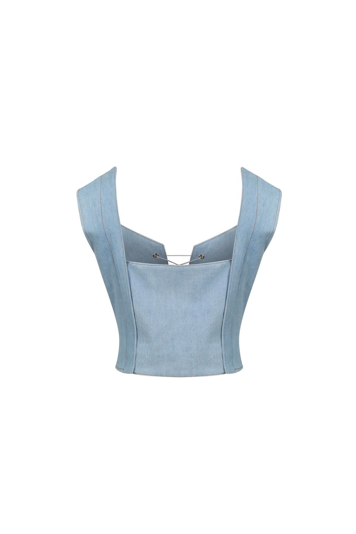 Special Design Couture Lace-Up Denim Bustier