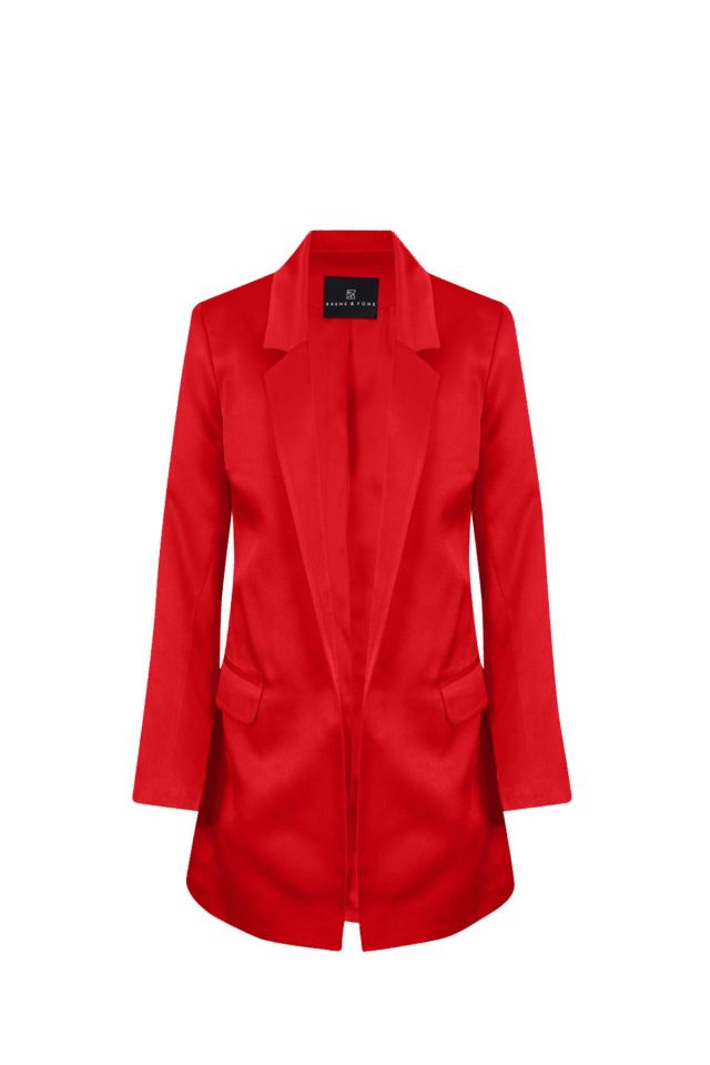 Özel Tasarım Couture El Işçiliği Kırmızı Kadın Blazer Ceket Kırmızı - 36